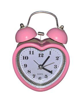Pink Heart Shaped Alarm Clock Girly Room Decor